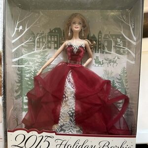 Barbie Holiday Doll in Burgundy and White Gown